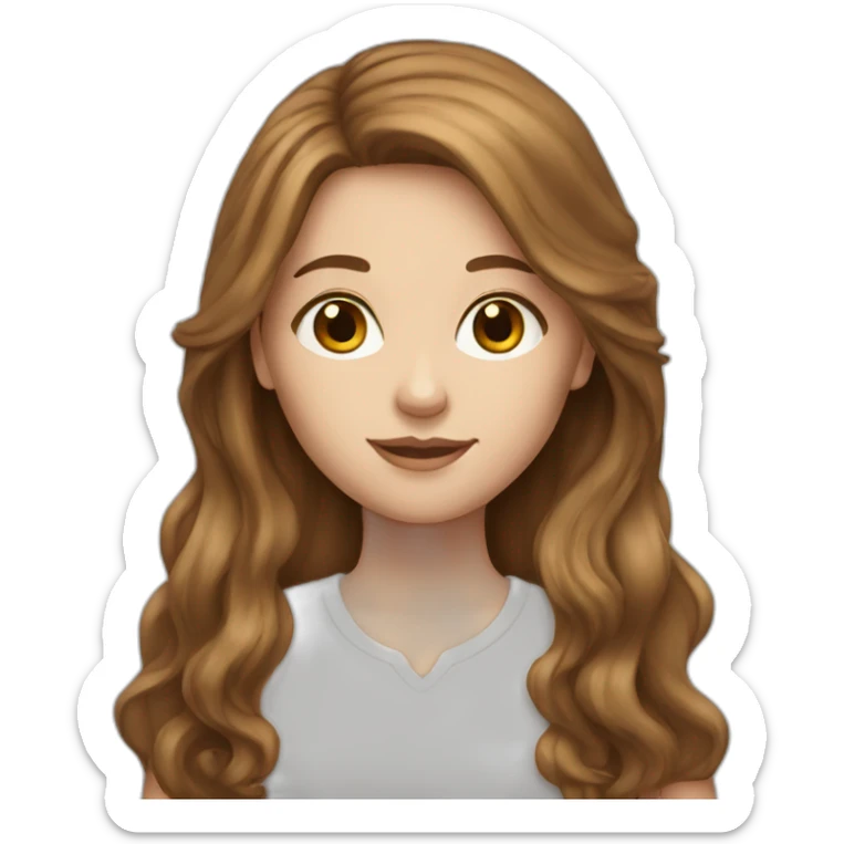 White girl with long brown hair sticker