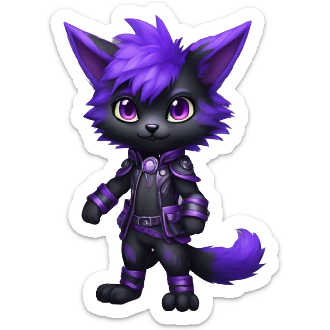 Anthro-Edgy-Cool-Black-Purple-Contrast-Colors-Fantasy-Fur-Sona-Chibi-Shiny-Fakémon-Hybrid full body sticker
