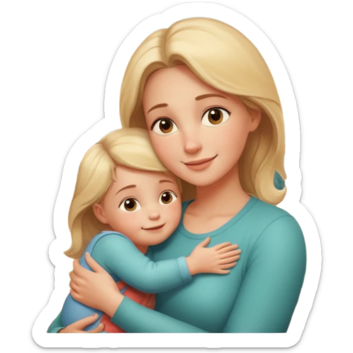 A loving mother holding her young child in her arms, warm natural light coming through a window, soft smile, emotional connection, candid moment, realistic photography, shallow depth of field, high resolution, warm tones
 sticker
