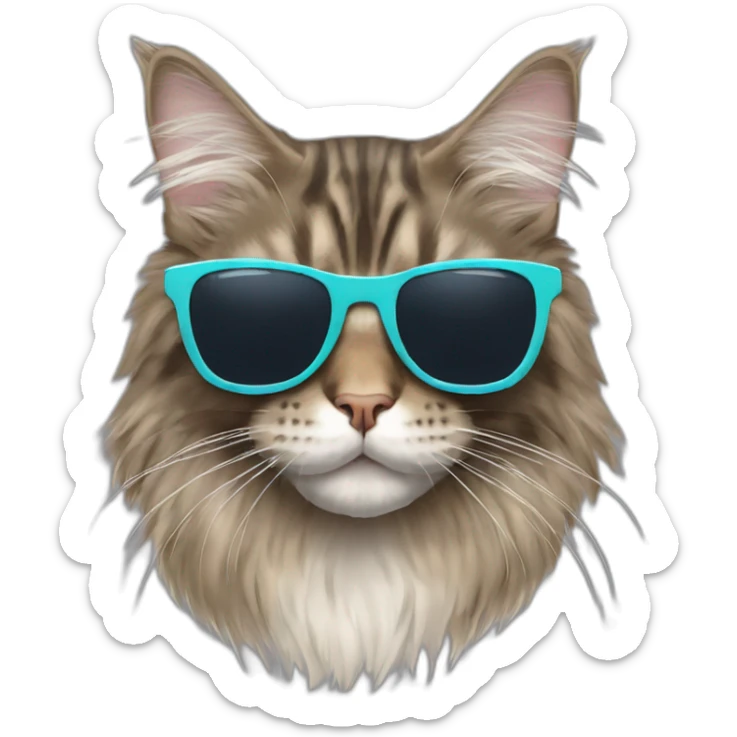 maine coon with sunglasses sticker