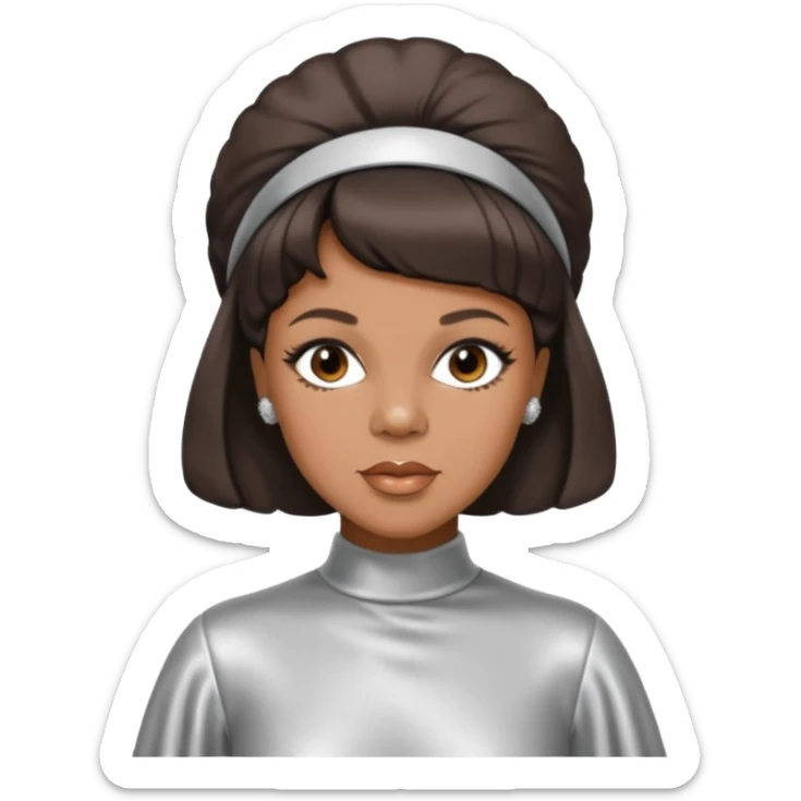 Florence Ballard from The Supremes with dark brown hair, silver outfit sticker