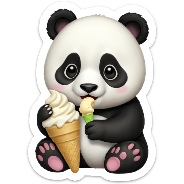 Panda eating ice cream sticker