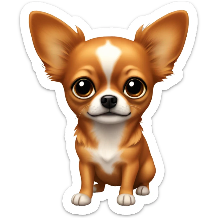 Dark orange long hair chihuahua with black mouth and ears sticker