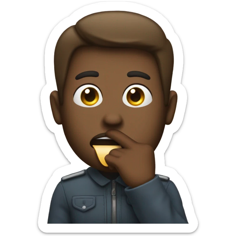 guy telling you to be quiet with finger in front of his mouth as a sign to be quiet sticker