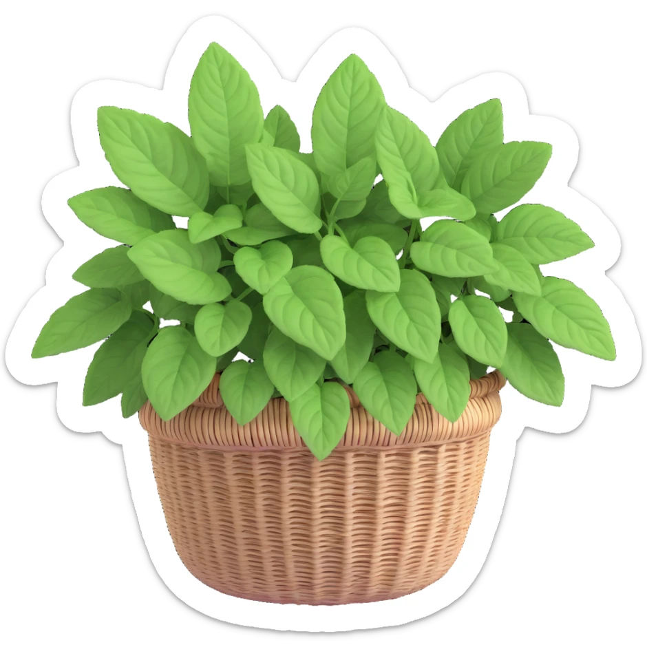 Plectranthus Verticillatus Swedish Ivy with trailing stems and round leaves in a coconut fiber basket sticker