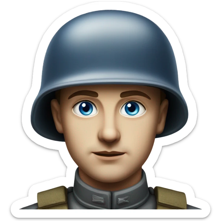blue eyed guy 28 years old german soldier in helmet 1940 photorealistic serious sticker