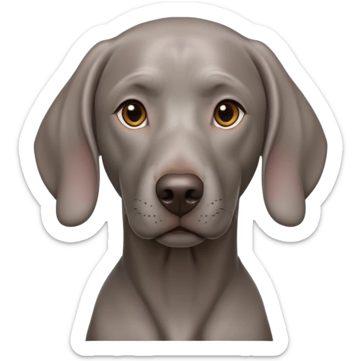cinematic-noble-weimaraner-portrait-emoji,-poised-and-regal,-with-a-strong,-athletic-build-and-a-lustrous,-well-groomed-grey fur,-deep-set-soulful-brown-eyes,-simplified-yet-sharp-and-sophisticated-features,-highly-detailed, sticker
