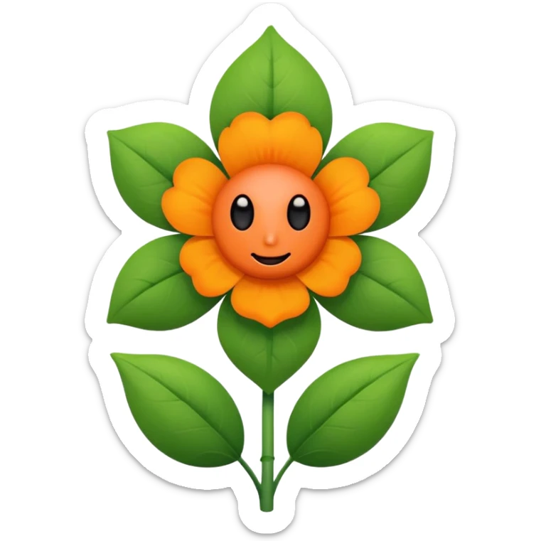 Green stem, white bud with black cartoony face: ;p. And six heart shaped yellowish orange petals sticker