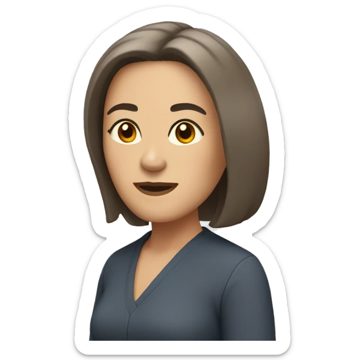 middle age woman with brown eyes and shoulder length straight brown hair sticker