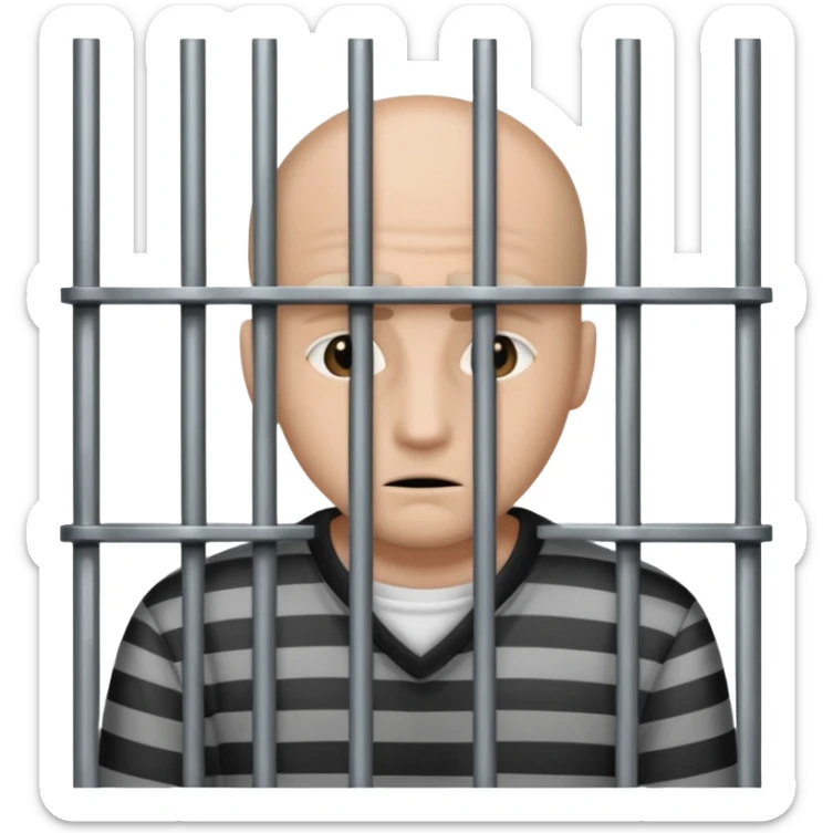 criminal in jail behind bars the bars should be in front of the person and the bars can be over the person's face sticker