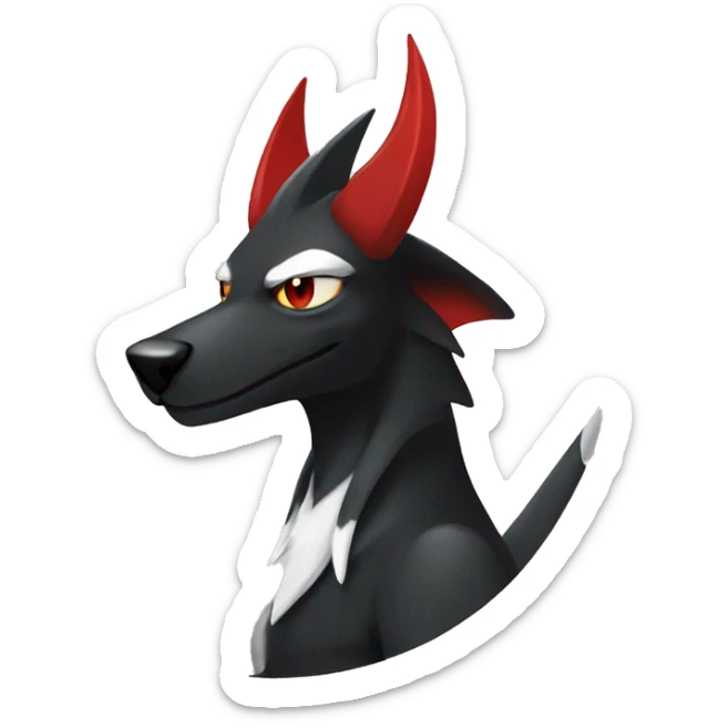 Black Cool Edgy Sergal-Houndoom-Fakémon  with White and Red Edgy markings sticker