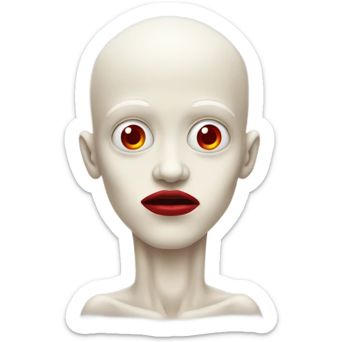 Pale man with red lips that has hands and feet growing out of his head and no body sticker