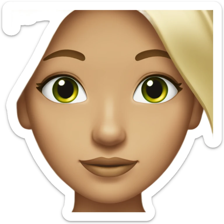 tan girl with green eyes and lashes with brunette hair and blonde moneypieces  sticker