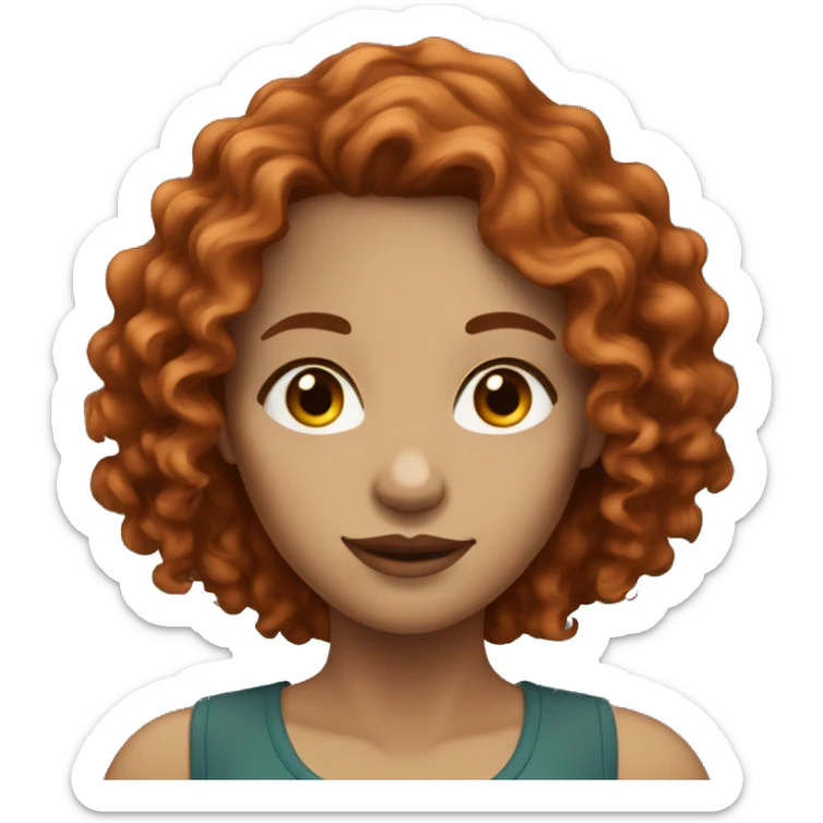 avatar of a woman with long red wavy/curly hair, dark brown eyes and light skin sticker