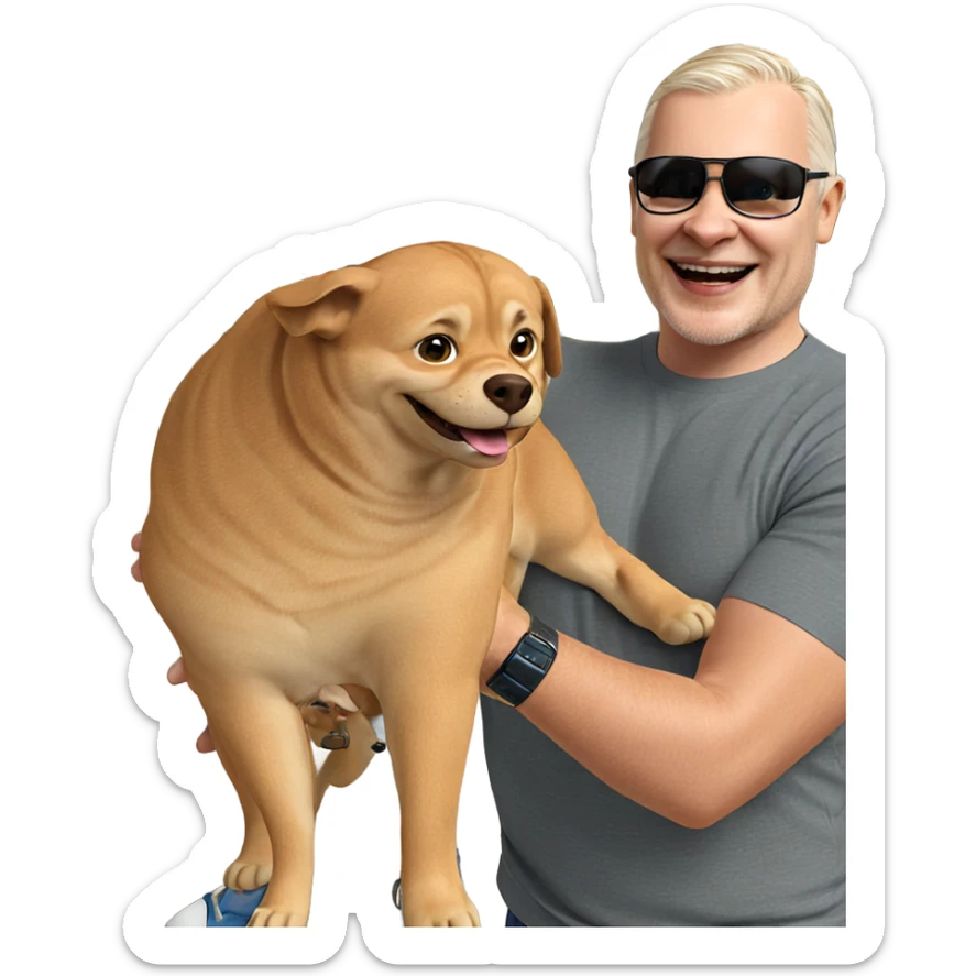 happy boy outdoors with pet sticker