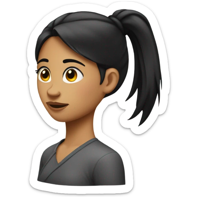 a girl giving a side eye with her black hair in a ponytail sticker