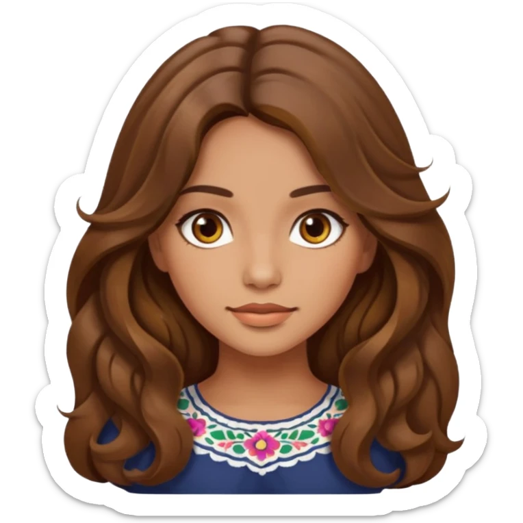 Beautiful girl,Brown hair, wavy hair，long hair, hazel eyes, Mexican sticker