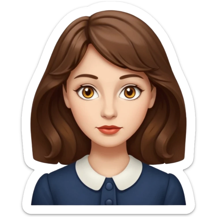 Dalgalı saçlı, hafif perçemli; kehribar gözlü, küçük kalkık burunlu ve dolgun dudaklı. Oval yüzlü, çıkık elmacık kemikli. Omuzları geniş, beli ince, kalçası dolgun. Old money tarzında, dikkat çekici bir kadın. sticker