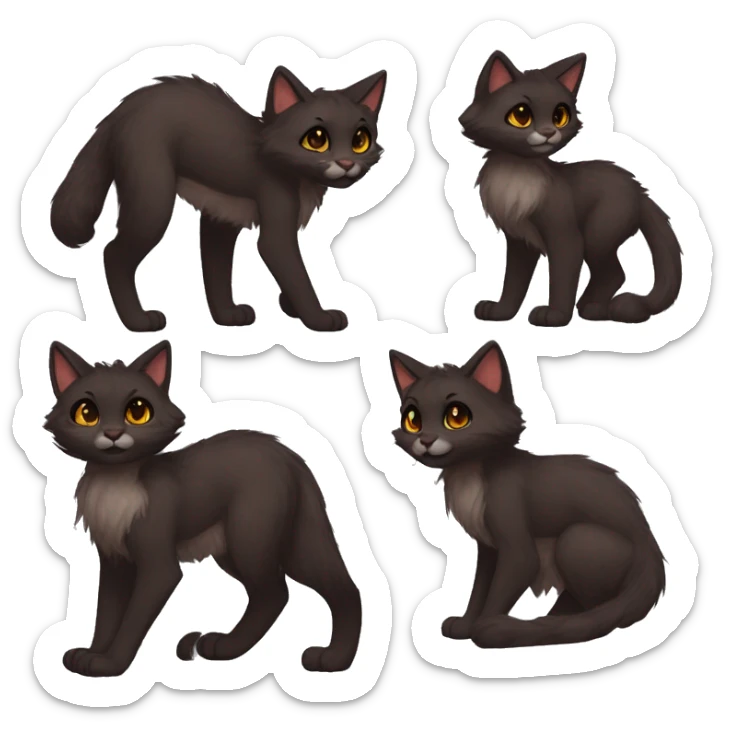 Anthro Shy Cute Cool Edgy Pretty Dark Brown Furry Feline Animal Anthro Sona sticker