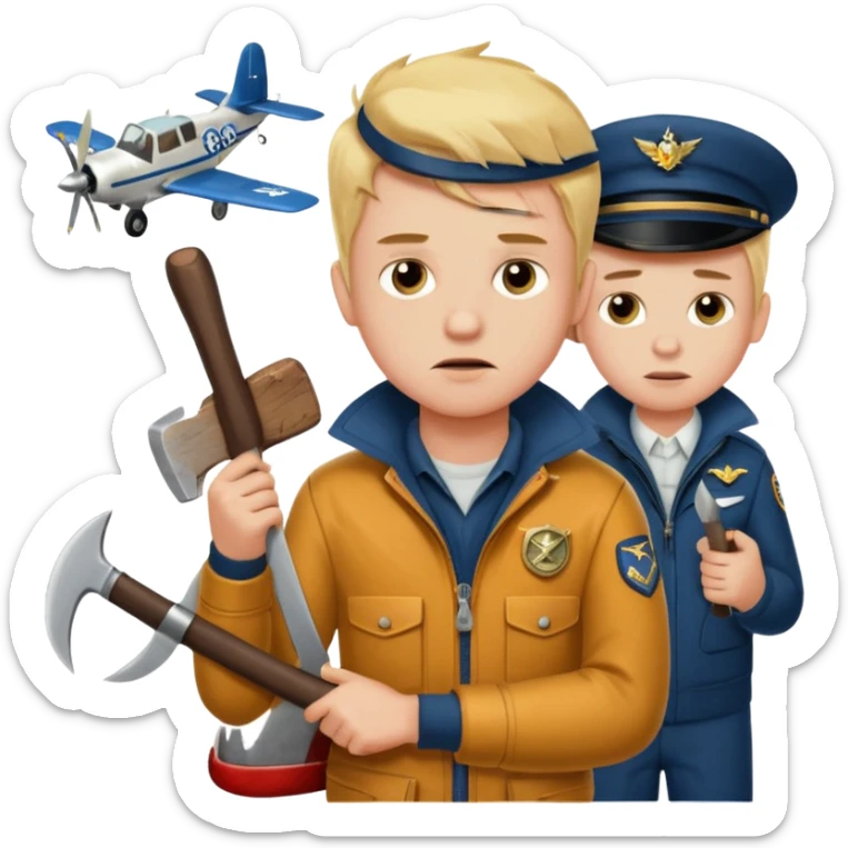 13 y/o Brian robeson at the beginning of Hatchet
struggling with his parents' recent divorce and harboring . He is angry, self-pitying
He is carrying a hatchet
He is in a single-engine plane with a pilot who soon suffers a heart attack, leaving Brian to navigate the crash and his new, harsh reality. sticker