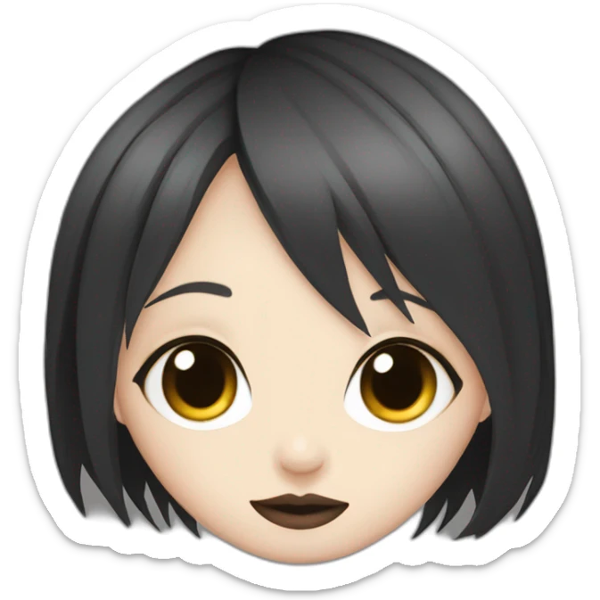 goth,girl,ash color hair,adorable,thin face,reddish eyes,gay,lesbian,kiss sticker
