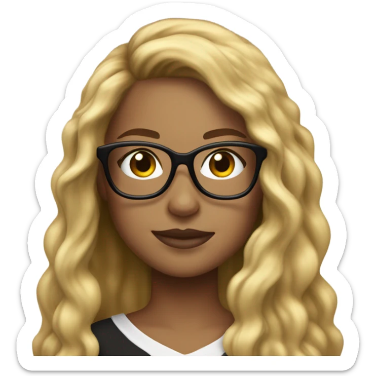 steelers girl with long blonde brown hair freckles and light colored glasses sticker