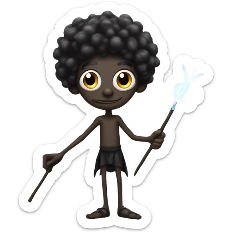 Skinny Black fairy man with long nose, long legs and a wand sticker