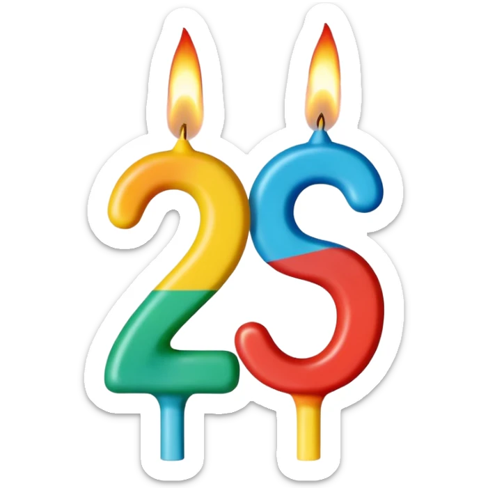 Birthday candles with the shape of the number 1 and 5 sticker