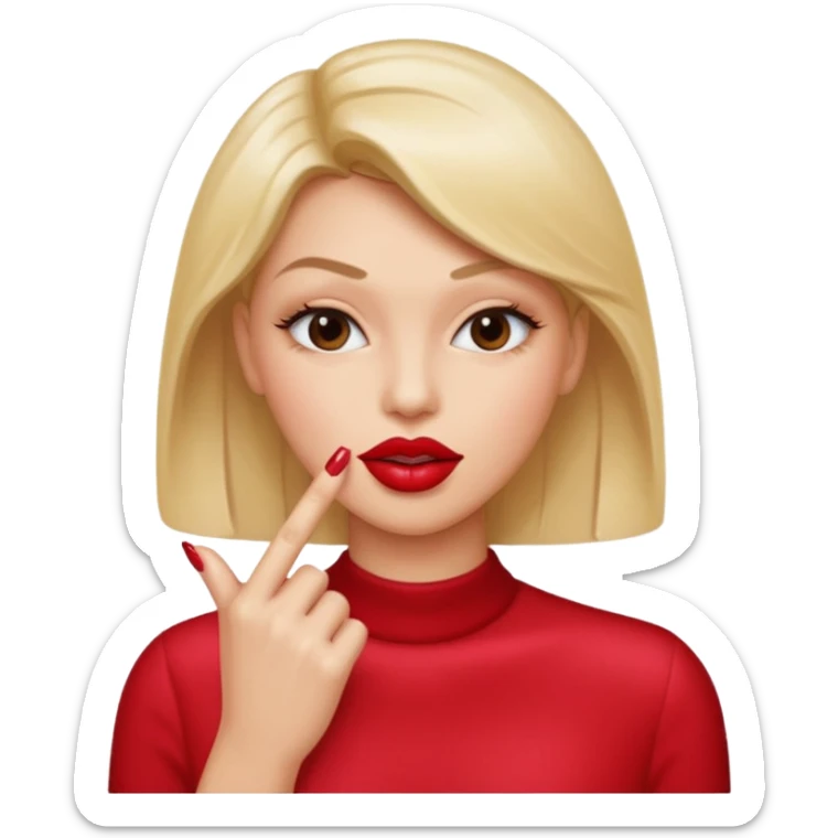 A normal human emoji with nails💅 this emoji but without the nail polish, a female with polished nails 💅, bite one of the index figure sticker
