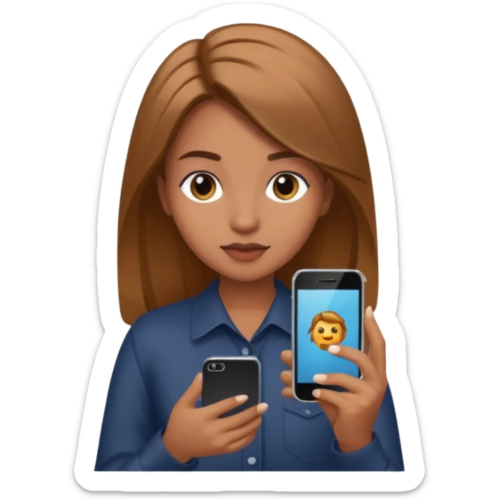 A girl with a phone and the girl is a baddie iPhone 15 in her hand and nails slick hair  sticker