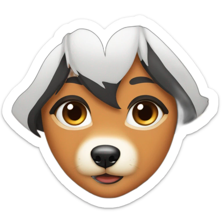 Black hair girl with orange color shiba inu dog next to her sticker