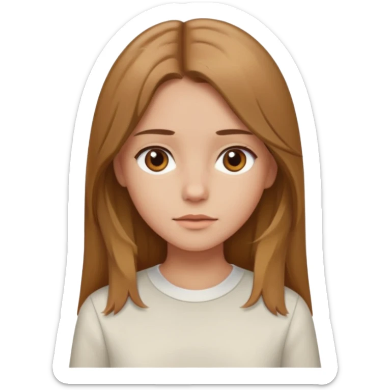 Fille brune clair raie au milieu cheveux long et yeux marron et peau beige cheveux lisse pas de4iere les oreilles  sticker