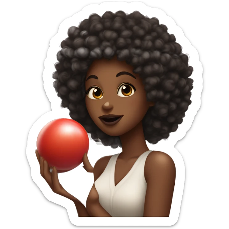 A black girl with a curly fro dark brown and plump lips long lashes bowling a kiss with hands sticker