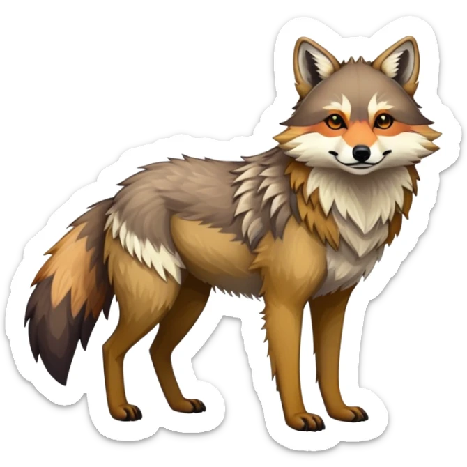 Colorful LiLaiRa-GriffSnuff-tanuki-greywolf-coywolf-Coyote-Fakémon-animal-creature, full body sticker