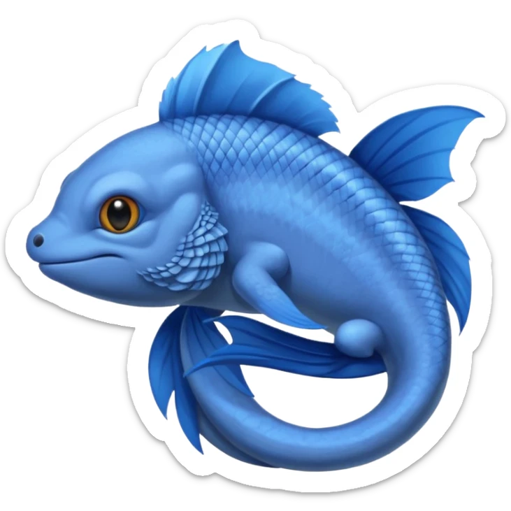 Russian-Blue-Cat-Mountain-Blue-Bird-Blue-Iguana-Blue-Betta-Fish-Fusion-animal-hybrid-creature sticker