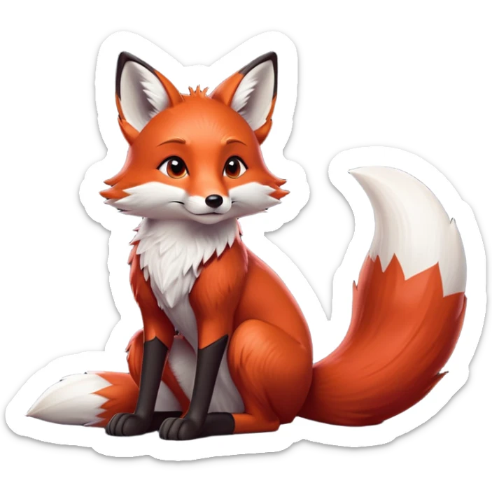 cinematic-noble [fox]-realistic-full-body-sitting-emoji,-tail-tucked-close,-head-tilted-dramatically,-fox-[red]-fur,-simplified-yet-realistic-focused-features,-highly-detailed,-glowing-with-an-almost-sarcastic-glow  expressive eyes sticker