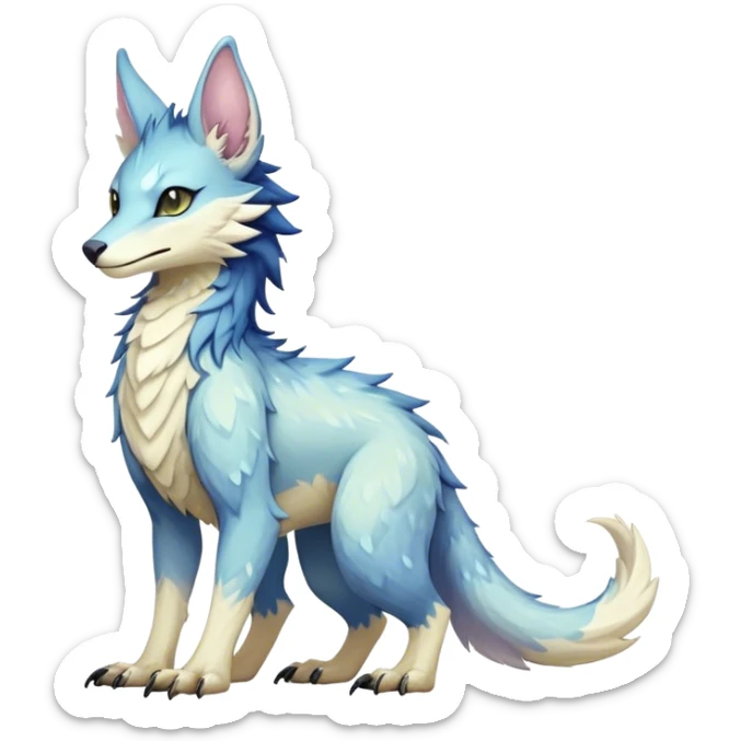 Epic Feral Rare Fantasy shiny pastel Vernid-Sergal-Trico-species by LiLaiRa, random markings, tufted tail, tufted ears, full body sticker