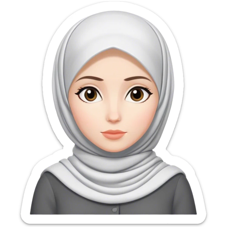 a white skin hijab woman thinking with zepeto styles sticker