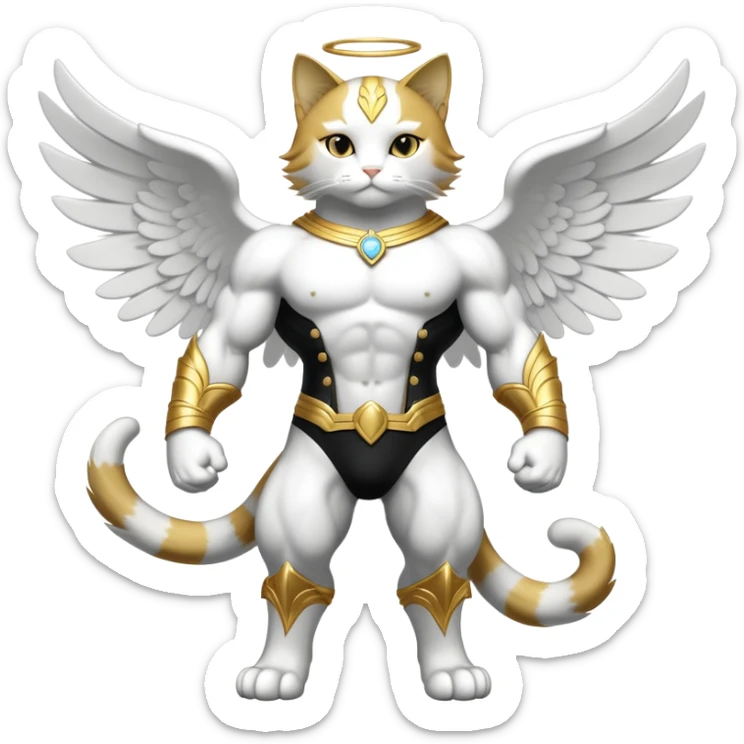 Mega neon unicorn dragon hydra hyper rare golden penguin Golden Divine god angel Omni Black and white Super muscular Buff sigma Gigachad cat full body tuxedo colored  sticker