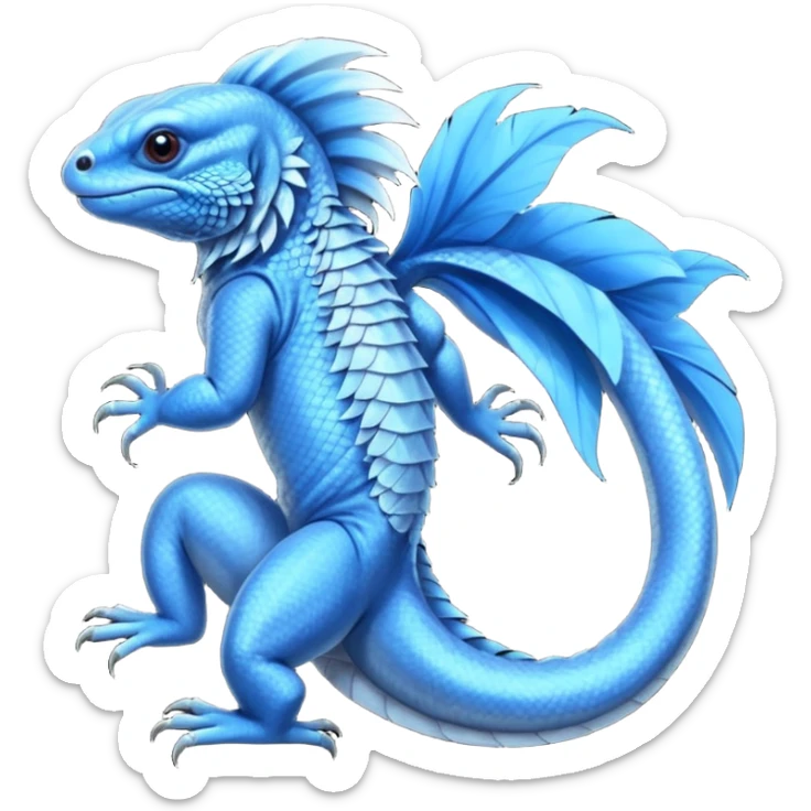 Mountain-Blue-Bird-Blue-Iguana-Blue-Betta-Fish-Russian-Blue-Cat-Fusion-animal-hybrid-creature sticker