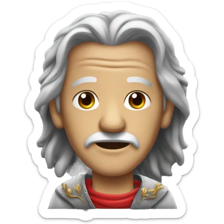 Old man wth long grey hair and a red bandana around his neck, wearing a kings crown  sticker