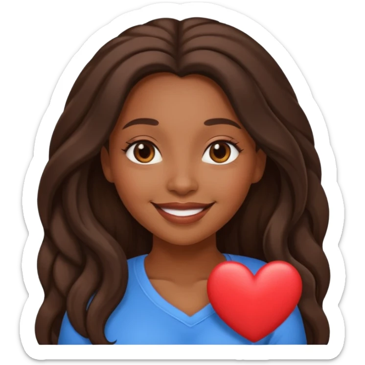 Cute African American woman with long hair,  heart eyes smiling sticker