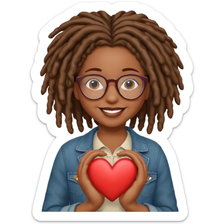 Girl Scouts African American girl with locs and glasses heart  sticker