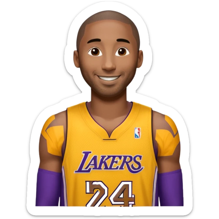 kobe in his lakers jersey number 24 give him some hair sticker
