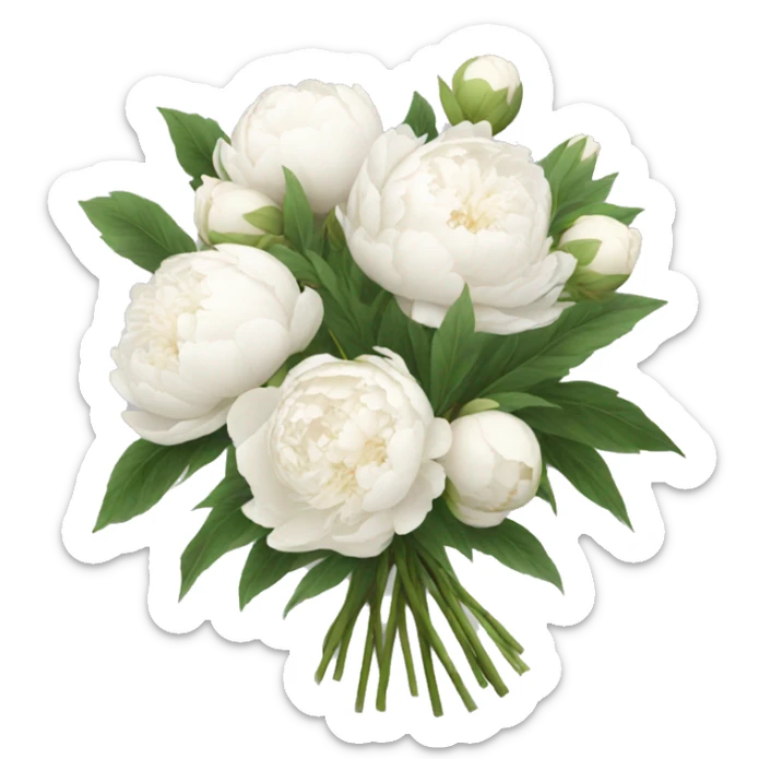 White peonies bouquet  sticker