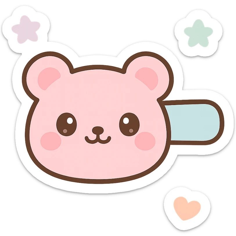hairclip in animal shape, kawaii style, pastel colors, cartoon, isolated, no hair sticker