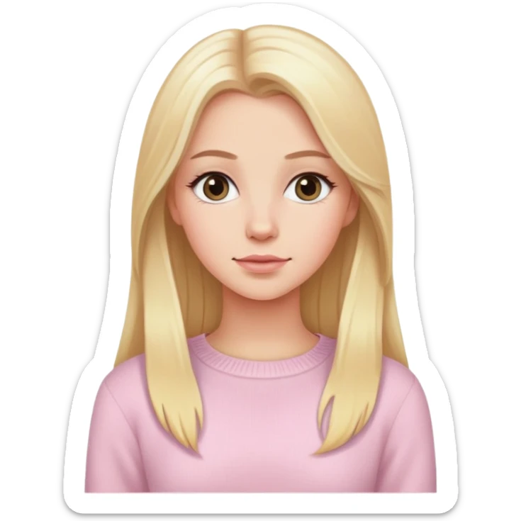 Beautiful white girl with long blonde hair wearing light pink sweater  sticker