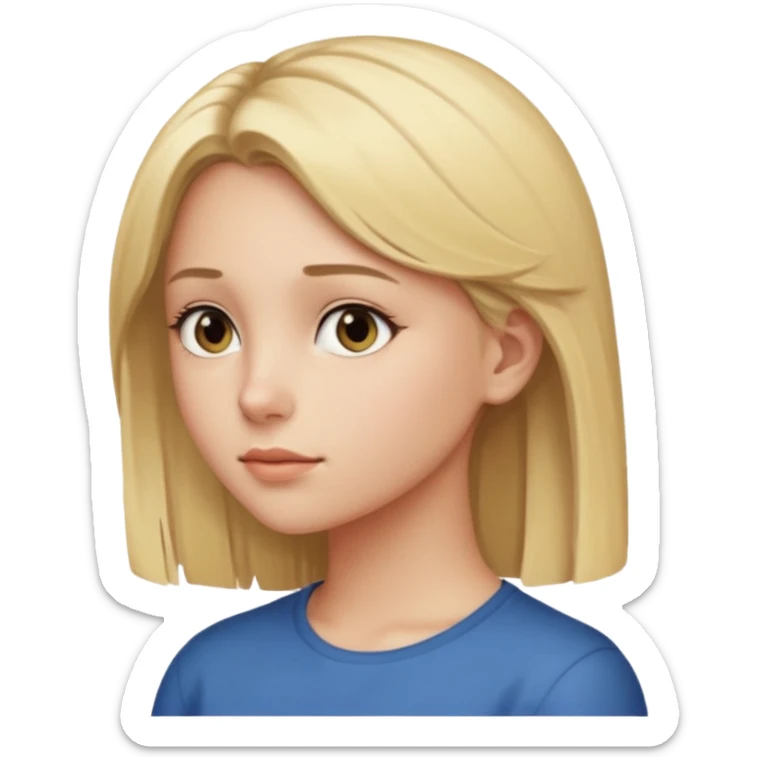 side profile girl with blond hair and her eyes looking to the side and not straight ahead   sticker