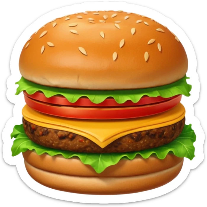 veggie burger emoji with green lettuce, tomato, veggie patty, whole wheat bun sticker