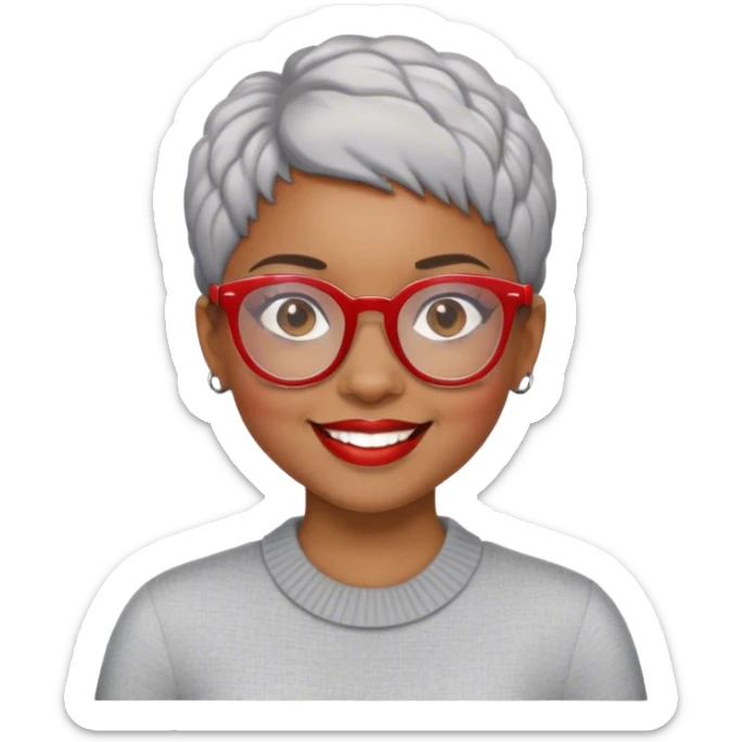 Light skinned Black girl with red glasses short natural gray haircut celebrating Black history month sticker